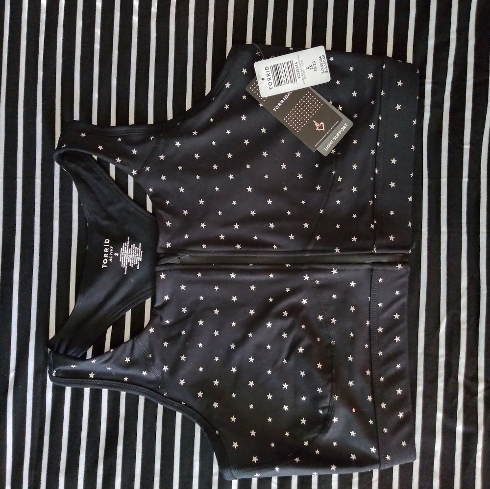 Torrid star print zip up sports bra size 2X